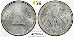 Mexico - 1902 Zs FZ Silver Peso PCGS MS62 White Lustrous KM-409.3 - Picture 1 of 3