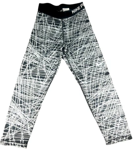 Nike Pro Dri-Fit Leggings S Black White Abstract Grid Print Compression Training - Picture 1 of 12