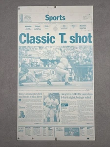 Targa stampa giornale San Diego Padres Classic T. Shot 1999 Tony Gwynn 3.000 Hit - Foto 1 di 4