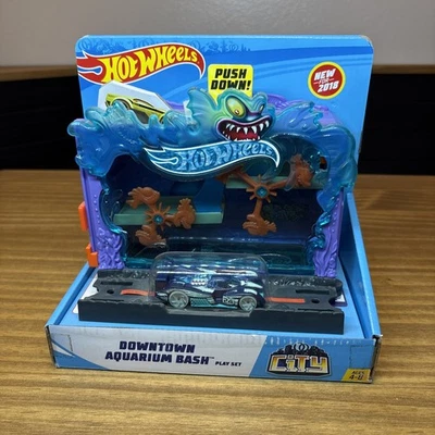 Hot Wheels City Downtown Aquarium Bash Play Set - Rare-NOS 2018 - Image 1 of 4