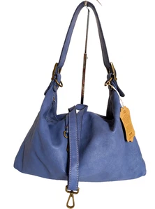 ITALIAN VINTAGE-WASHED CALF LEATHER X-LARGE HOBO SHOULDER BAG - MADE IN ITALY - Picture 1 of 13