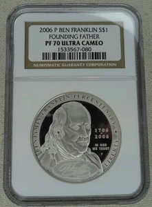 2006-P Ben Franklin Founding Father Proof Silver Dollar NGC PF 70 US Mint $1 - Picture 1 of 2