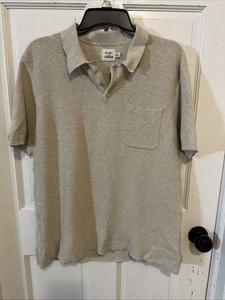 Suéter de punto de lino de algodón de pedernal y yesca manga corta polo para hombre XL natural - Imagen 1 de 13