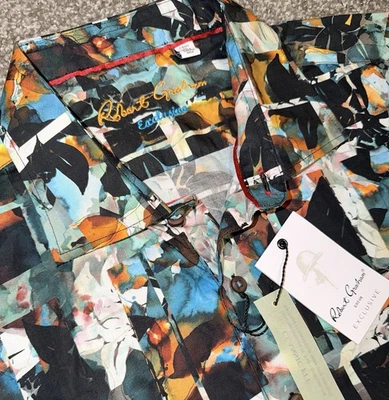 Robert Graham Exclusive Embroidered Tropic Thunder Abstract Artsy Shirt 3XL $399 - Image 1 of 4