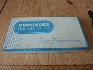 original dominoes game for the blind in vintage tin - Picture 1 of 7