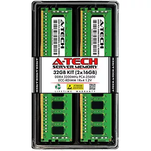 A-Tech 32GB 2x 16GB 1Rx4 PC4-25600R DDR4 3200MHz ECC REG RDIMM Server Memory RAM - Picture 1 of 7