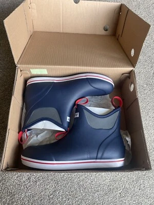 Xtratuf 6” Ankle Deck Boot Navy Blue/Red Mens Size 11 100% Waterproof Rain Boots Foto 1 de 4