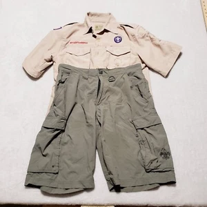 Boy Scouts BSA Uniform Shirt (Y Large) & Shorts (Adult Small) Lot - Picture 1 of 15