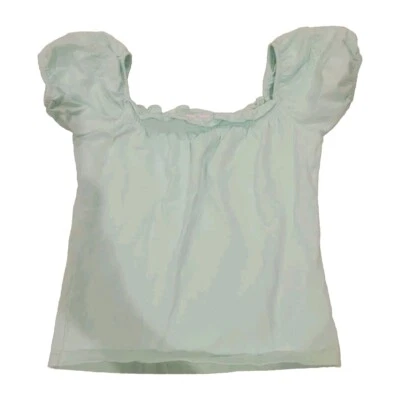 Janie and Jack Short Puff Sleeve Shirt Top Girls Size 4 In Mint Green Easter - Image 1 of 4