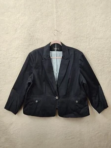 Signature by Larry Levine Women Coat 22W Black Rayon Blend Single Breast Blazer - Picture 1 of 19