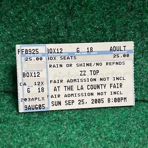ZZ TOP Concert Ticket - LOS ANGELES COUNTY FAIR California - September 25, 2005 - Picture 1 of 8