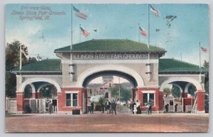 Vintage Postkarte Eingangstor, Illinois State Fair Grounds, Springfield, Illinois - Bild 1 von 2