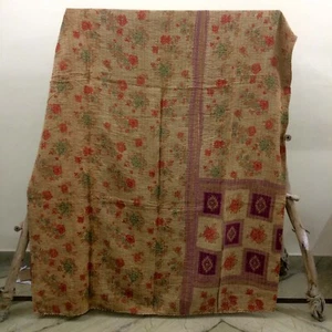Art Kantha Single Quilt Vintage Reversible Blanket Cotton Bohemian Throw - Picture 1 of 4