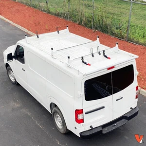Vantech H1 3 Bar Steel Ladder Roof Rack w/Roller Fits Nissan NV Low Roof 2012-On - Picture 1 of 12