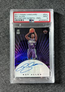 2017 Vanguard Ray Allen (Bucks) Beyond The Arc On Card Purple Auto /25 PSA 9