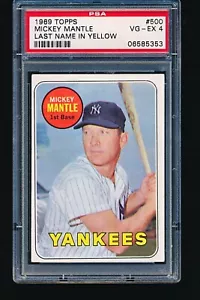 1969 Topps MICKEY MANTLE Yellow Name #500 PSA 4 - No Creases - Picture 1 of 2