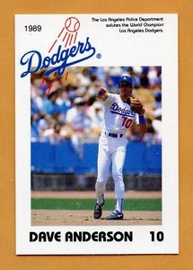 1989 Dodgers Police Baseball card # 10 Dave Anderson