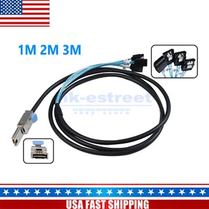 External Mini SAS 26Pin SFF-8088 Male to 4 SATA 7Pin Female HDD Data Cable 1-3M - Picture 1 of 24