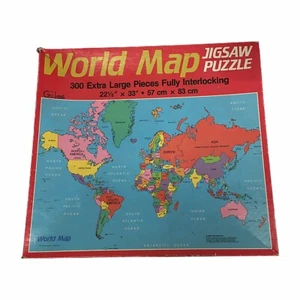 World Map Jigsaw Puzzle 300 Extra Large Pieces 1984 Ages 7+ 22.5”x33” Vintage! - Picture 1 of 5