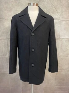 Cole Haan Men's Black Wool Blend Three Button Front Coat Size M Medium - Picture 1 of 6