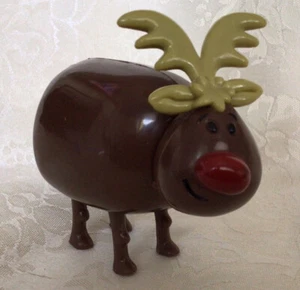 Cute VTG Rudolph The Red Nosed Reindeer Plastic Candy Dispenser, Made In England - Picture 1 of 9