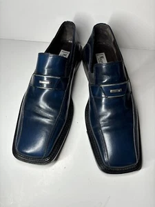 Vinatge Blue Italian Loafers Mens 42 EU 8.5 US Slip-on Made In Italy - Imagen 1 de 13