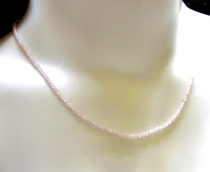 40cts Natural Rose Quartz Bead Necklace / 18 inches / 925 Sterling Silver - Picture 1 of 5
