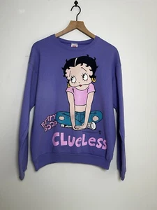Vintage 90s Betty Boop Clueless Women’s Sweatshirt Medium Purple VTG 1996 - Picture 1 of 13