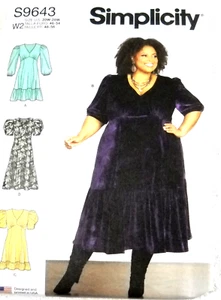 Dresses with C D DD Cup sizes size 20w-28w Simplicity 9643 Sewing Pattern - Picture 1 of 3