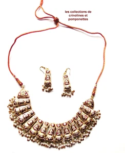 PARURE COLLIER ET BOUCLES D'OREILLES ASSORTIES LAKH ROSALINDE ** - Picture 1 of 4