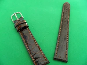 16 mm LUXE ÉLÉGANCE QUALITÉ BRACELET CROCODILE VÉRITABLE MARRON FONCÉ - Imagen 1 de 11