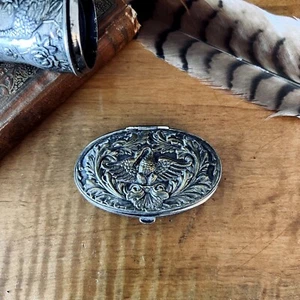Antique Victorian Leather & Silver Plate Repoussé Swan Change Money Purse Emboss - Picture 1 of 9