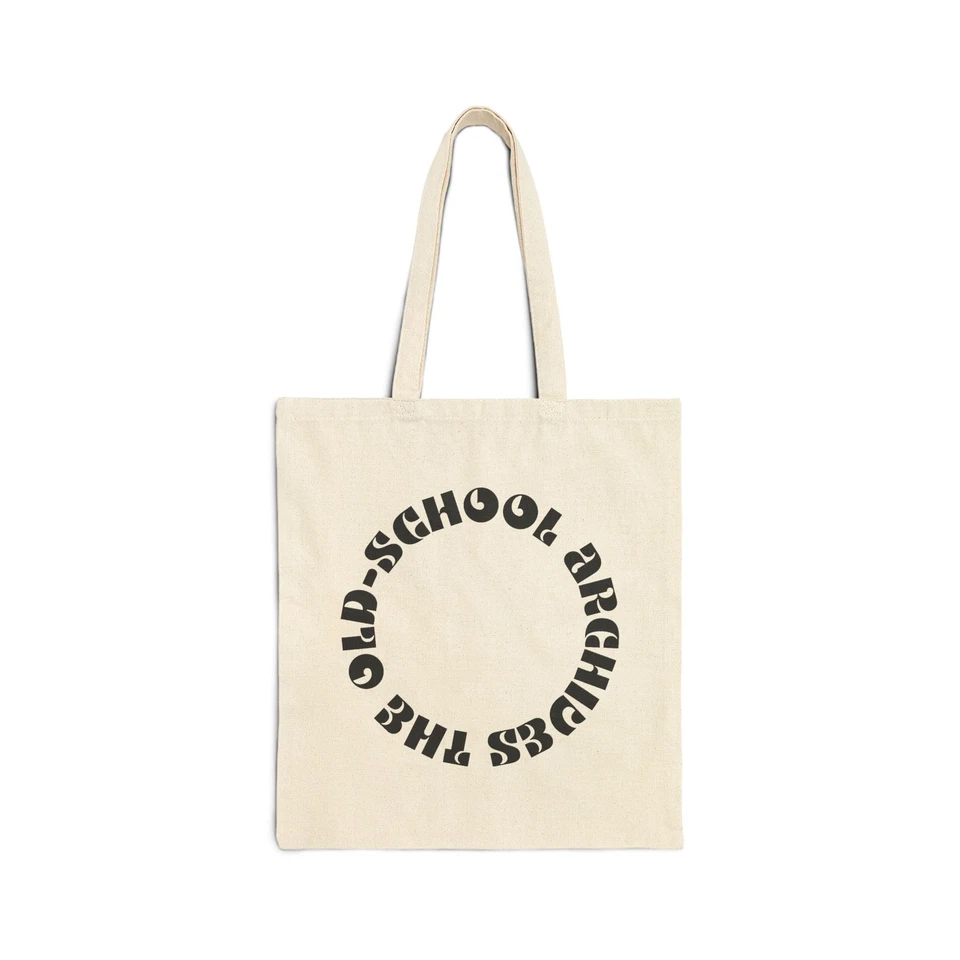 The Old-School Archives Canvas Vinyl Record Shopping Bag Circle Text logo - Image 1 of 1