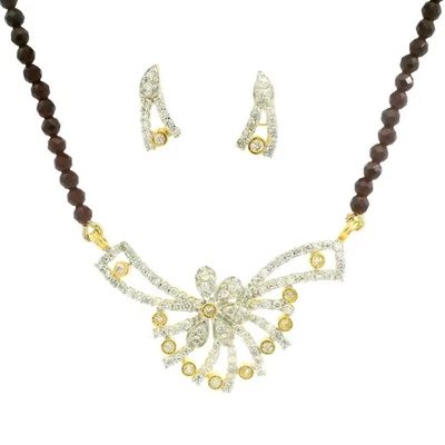 Juego de cuentas facetadas de rubí con colgante y pendientes Tanmaniya FN-1098 Foto 1 de 4