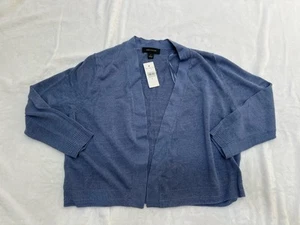 Ann Taylor NWT Lightweight Dress Cardigan Navy-Size Medium Linen Blend - Picture 1 of 8