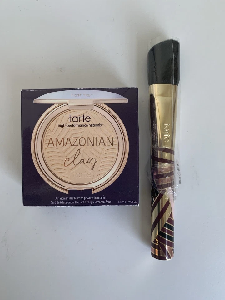 Tarte Amazonian Clay Blurring Powder Foundation 12N Fair Neutral 0.28oz Brush