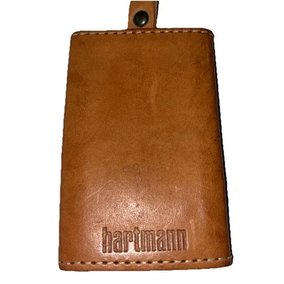 Hartmann Brown Leather Snaps Folding Luggage ID Address Hang Tag USA Made - Image 1 of 4