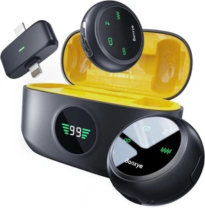 Kabelloses Lavalier Mikrofon für iPhone Typ-C &amp; Lightning, schwarz  - Bild 1 von 8