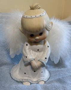 8” Angel With Fiber Optic Wings Christmas Angel With Beautiful Eyes - Picture 1 of 7