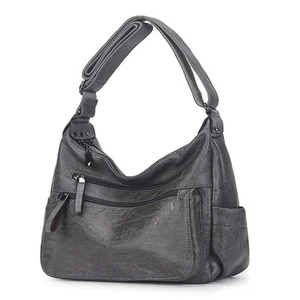 Women's Grey Hobo Bag, 11.8 x 5.9 x 9.8 inches, PU Leather, 5.9L Capacity, 5 ... - Picture 1 of 6