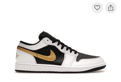 Nike Air Jordan 1 низкие туфли белый металлик золото черный мужской размер 12,5 - Изображение 1 из 4