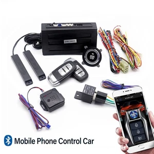 Car Keyless Entry Engine Start Alarm System APP Push Button Remote Starter Stop - Picture 1 of 8