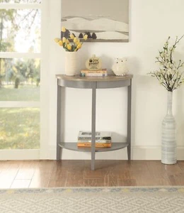 26" Half Moon Console Table, 2-Tier Small Entryway Table, Semi Circle Sofa Table - Picture 1 of 7