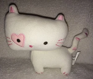Gymboree Cat Kitty Kitten Pink White Baby Plush Toy Rattle Heart 5" 2009 GymMark - Picture 1 of 5