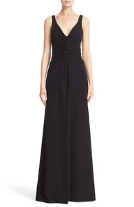 ARMANI COLLEZIONI Black V-Neck Twist Front Sculpting Techno Cady Maxi Gown 12 L - Picture 1 of 12