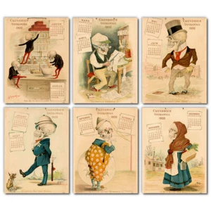 Antikamnia Chemical Co. Promotional French Calendar 1900 FRIDGE MAGNET SET - Picture 1 of 7