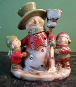 Candela Yankee Natale Ronnie Walter Design Pupazzo di Neve Scopa Bambini Portacandele - Foto 1 di 4