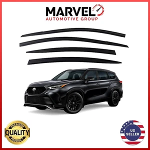 Black Rain Guards Vent Visor Deflectors for 2020-2024 Toyota Highlander - Picture 1 of 4
