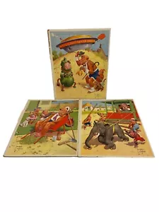 LOT OF 3 Vintage 1940's Lawson Wood Monkeys-Frame Tray Puzzle-RARE AND COMPLETE - Picture 1 of 4