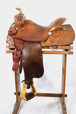 Sillín Cleburne Reining/Ranch Western FQHB asiento de 16 pulgadas hecho en Cleburne, Texas Foto 1 de 4